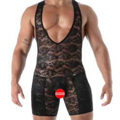 TOF Paris Bodys Sexy|Tenues Sexy-Body à Poches en Dentelle Fluide Noir