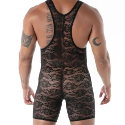 TOF Paris Bodys Sexy|Tenues Sexy-Body à Poches en Dentelle Fluide Noir