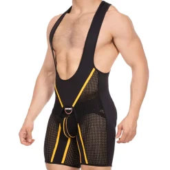 Barcode Bodys Sexy|Tenues Sexy-Body Chaps Krish Noir - Jaune