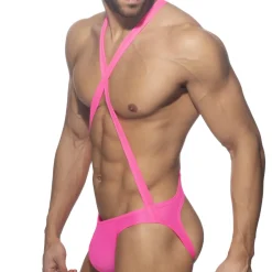 Addicted Bodys Sexy|Tenues Sexy-Body Croisé Reptile Rose Fluo