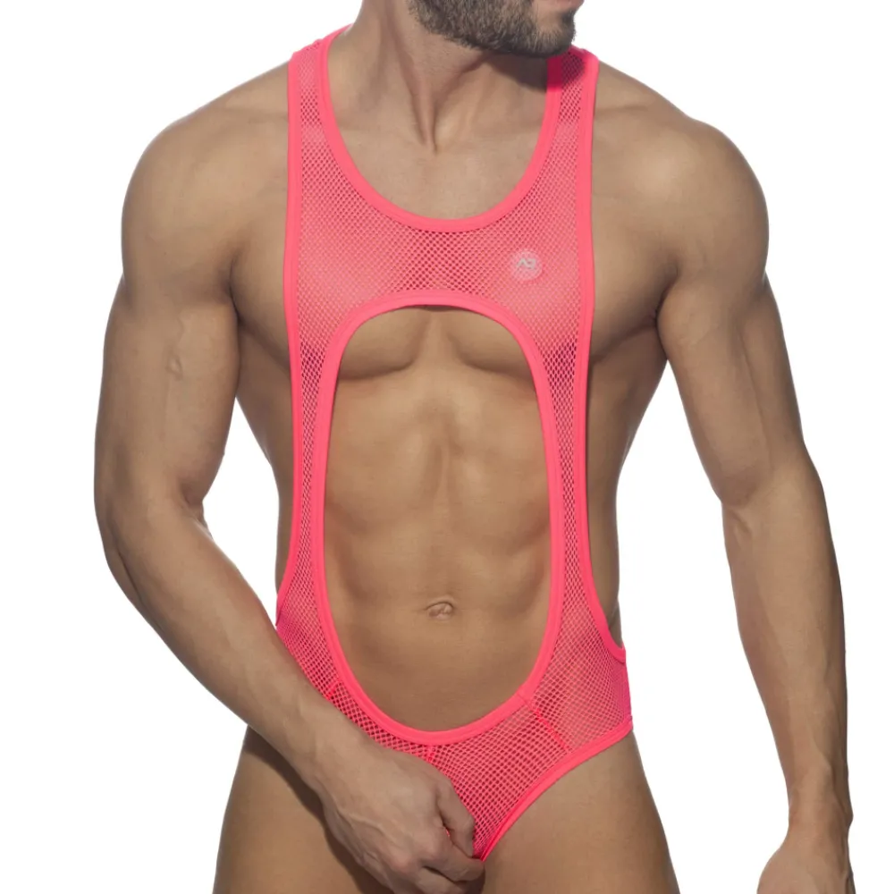 Addicted Bodys Sexy|Tenues Sexy-Body Empty Bottom Sexy Mesh Rose Fluo