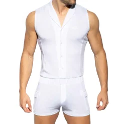 ES Collection Bodys-Body Sans Manche Blanc