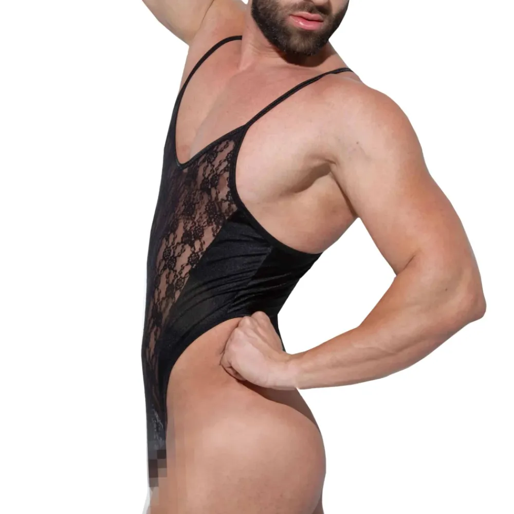 Omohonia Bodys Sexy|Tenues Sexy-Body String Belus Dentelle Noir
