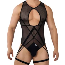 CandyMan Bodys Sexy|Tenues Sexy-Body String Jarretière Résille Noir