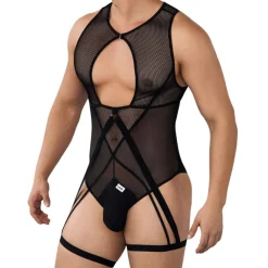 CandyMan Bodys Sexy|Tenues Sexy-Body String Jarretière Résille Noir