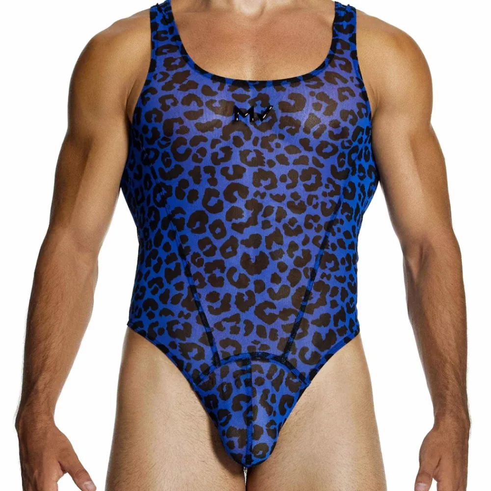 Modus Vivendi Bodys Sexy|Tenues Sexy-Body String Léopard Bleu