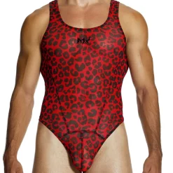 Modus Vivendi Bodys Sexy|Tenues Sexy-Body String Léopard Rouge