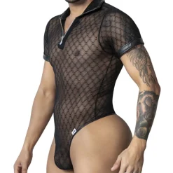 CandyMan Bodys Sexy|Tenues Sexy-Body String Résille Géométrique Noir