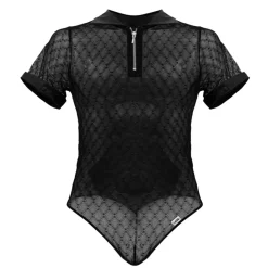 CandyMan Bodys Sexy|Tenues Sexy-Body String Résille Géométrique Noir