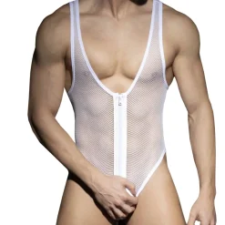 AD Fetish Bodys Sexy|Tenues Sexy-Body Zip Mesh Blanc