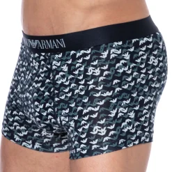 Emporio Armani Boxers-Boxer All Over Logo Bleu Marine