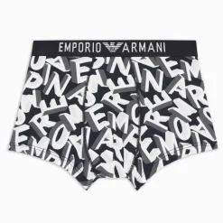 Emporio Armani Boxers-Boxer Bold All Over Lettering Coton Noir
