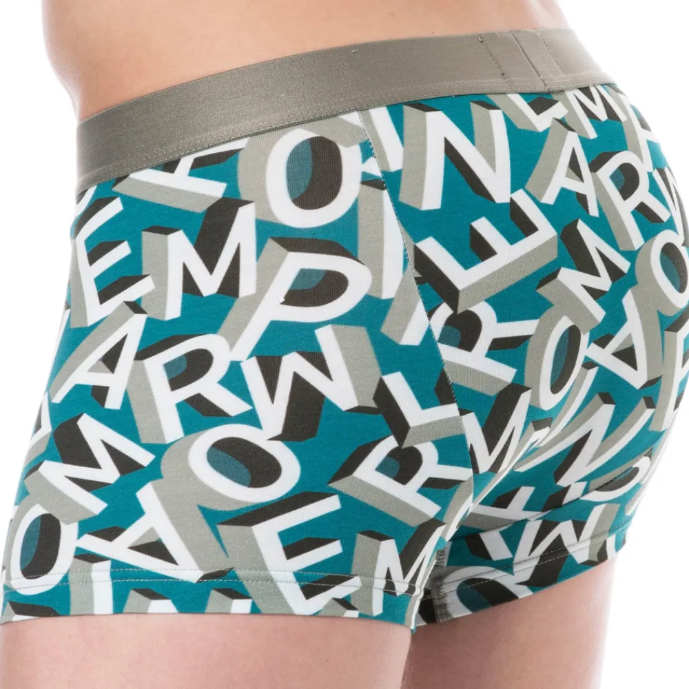 Emporio Armani Boxers-Boxer Bold All Over Lettering Coton Bleu Paon