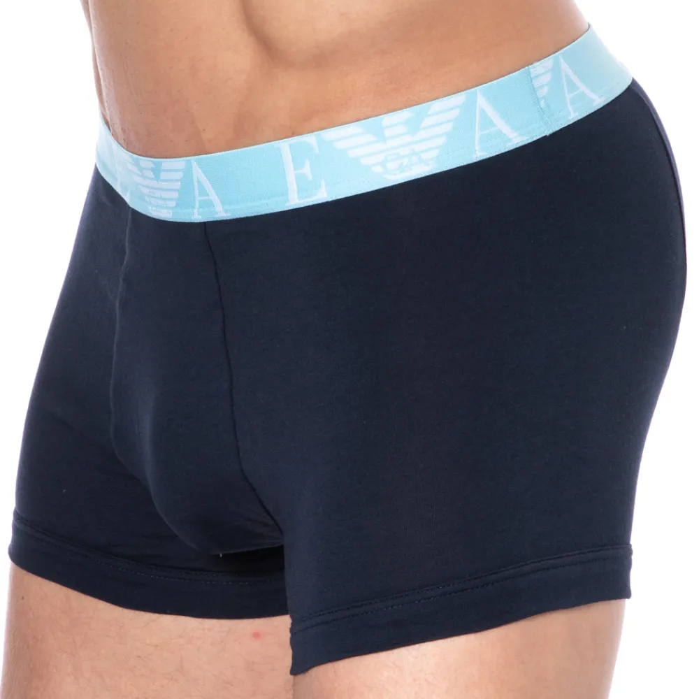 Emporio Armani Boxers-Boxer Bold Monogram Coton Marine - Bleu Ciel