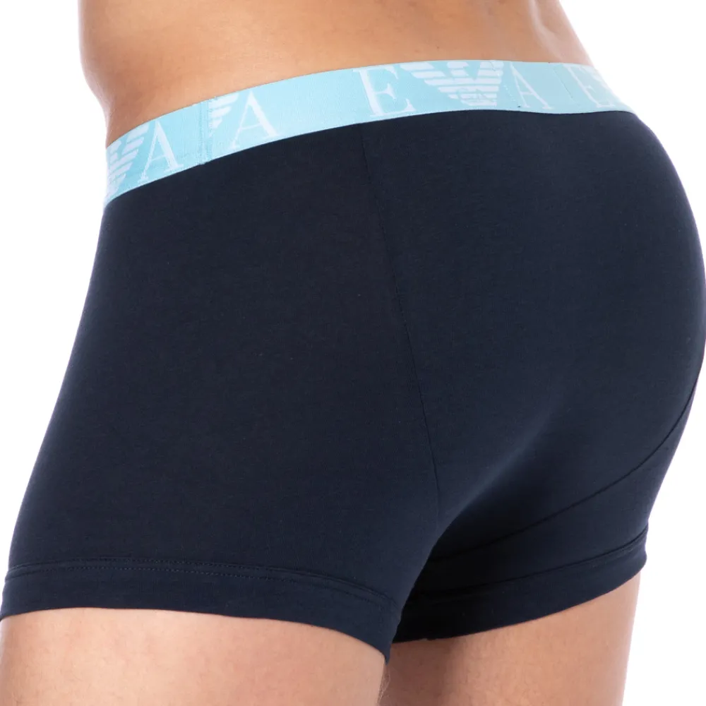 Emporio Armani Boxers-Boxer Bold Monogram Coton Marine - Bleu Ciel