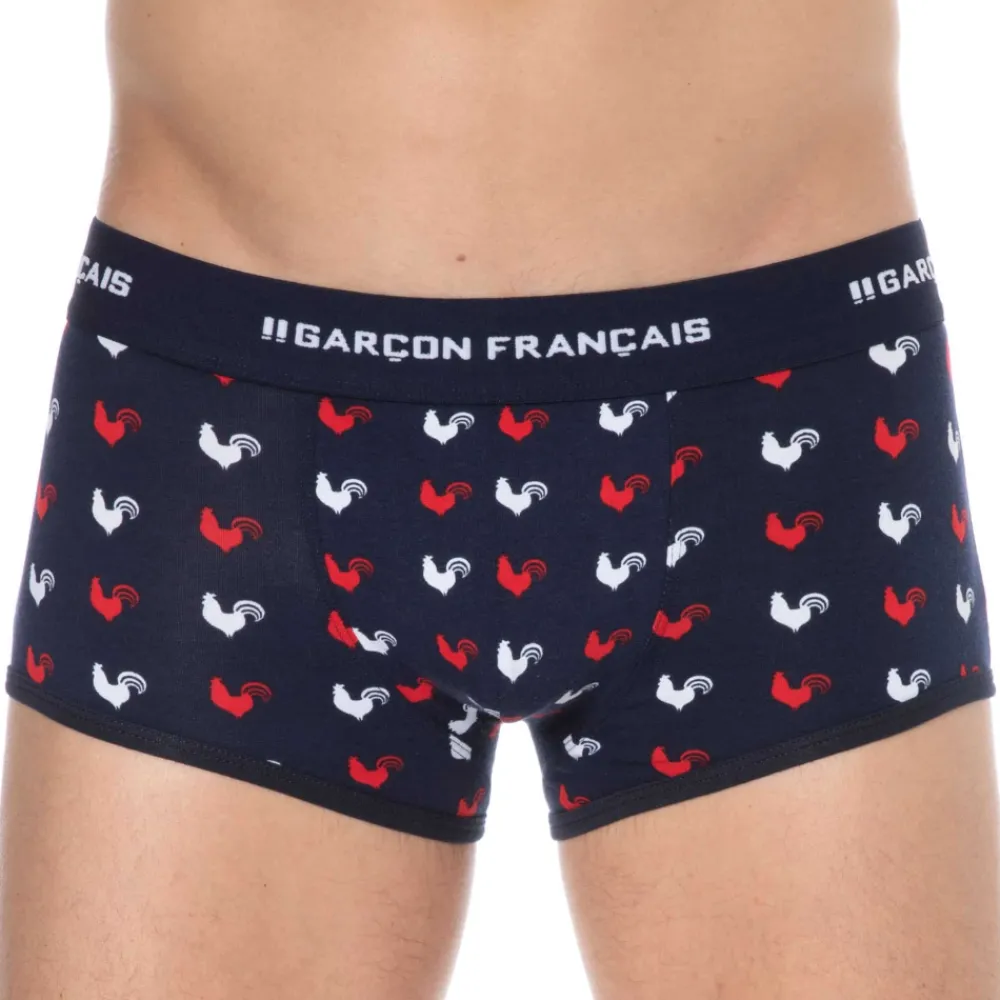 Garçon Français Shortys|Boxers-Boxer Coq Gaulois Bleu Marine