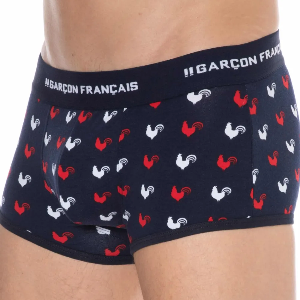 Garçon Français Shortys|Boxers-Boxer Coq Gaulois Bleu Marine