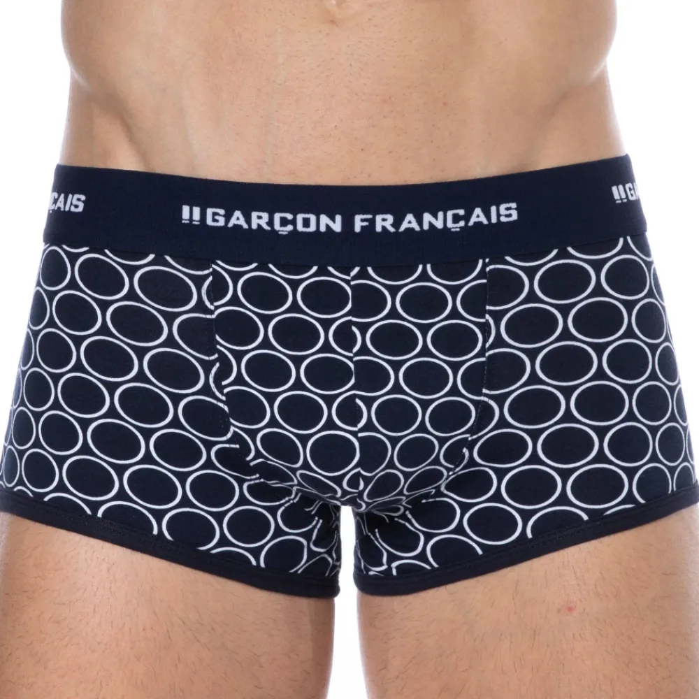 Garçon Français Shortys|Boxers-Boxer Court Cercle Coton Bleu Marine