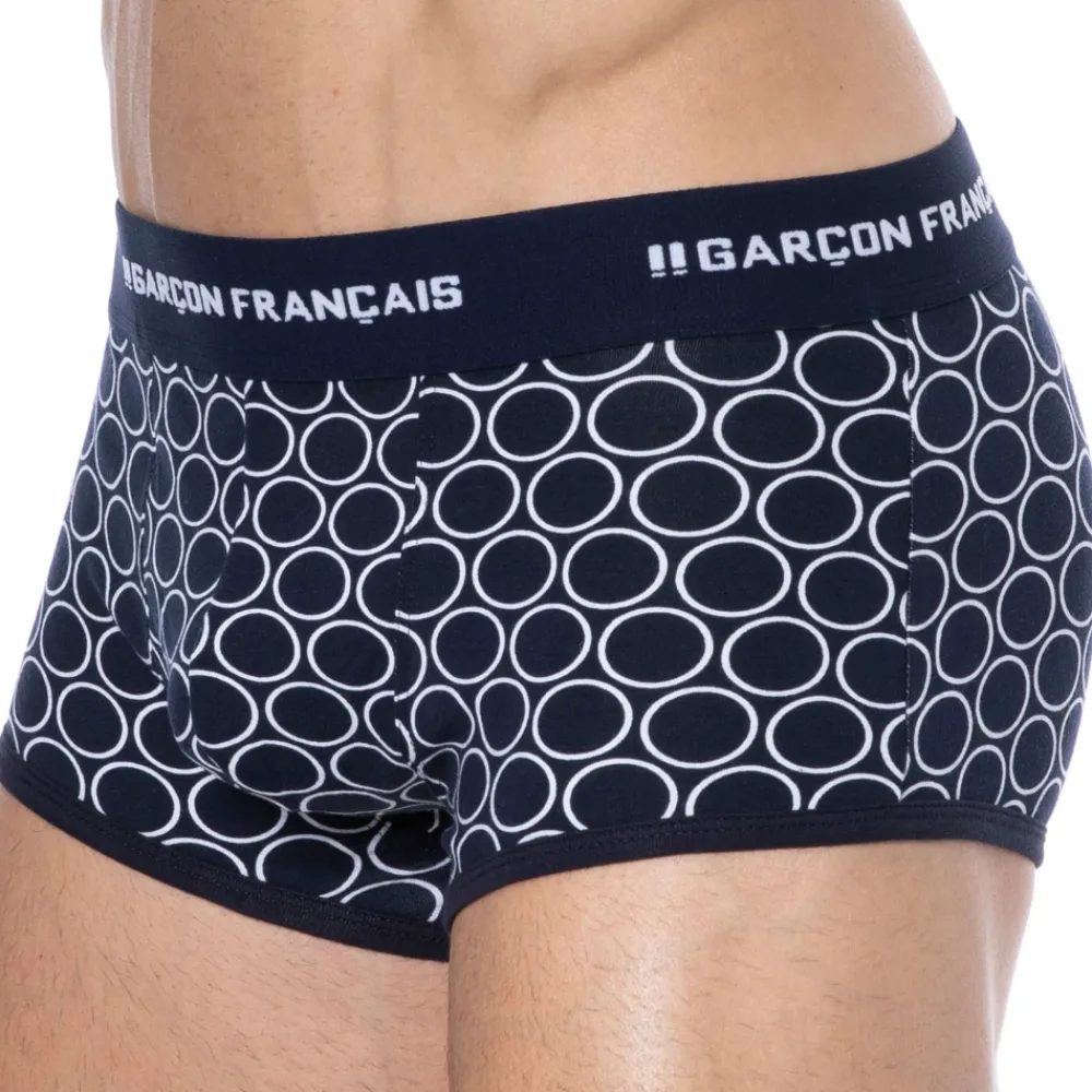 Garçon Français Shortys|Boxers-Boxer Court Cercle Coton Bleu Marine
