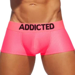 Addicted Boxers Sexy|Push Up-Boxer Court Cockring Mesh Neon Rose Fluo