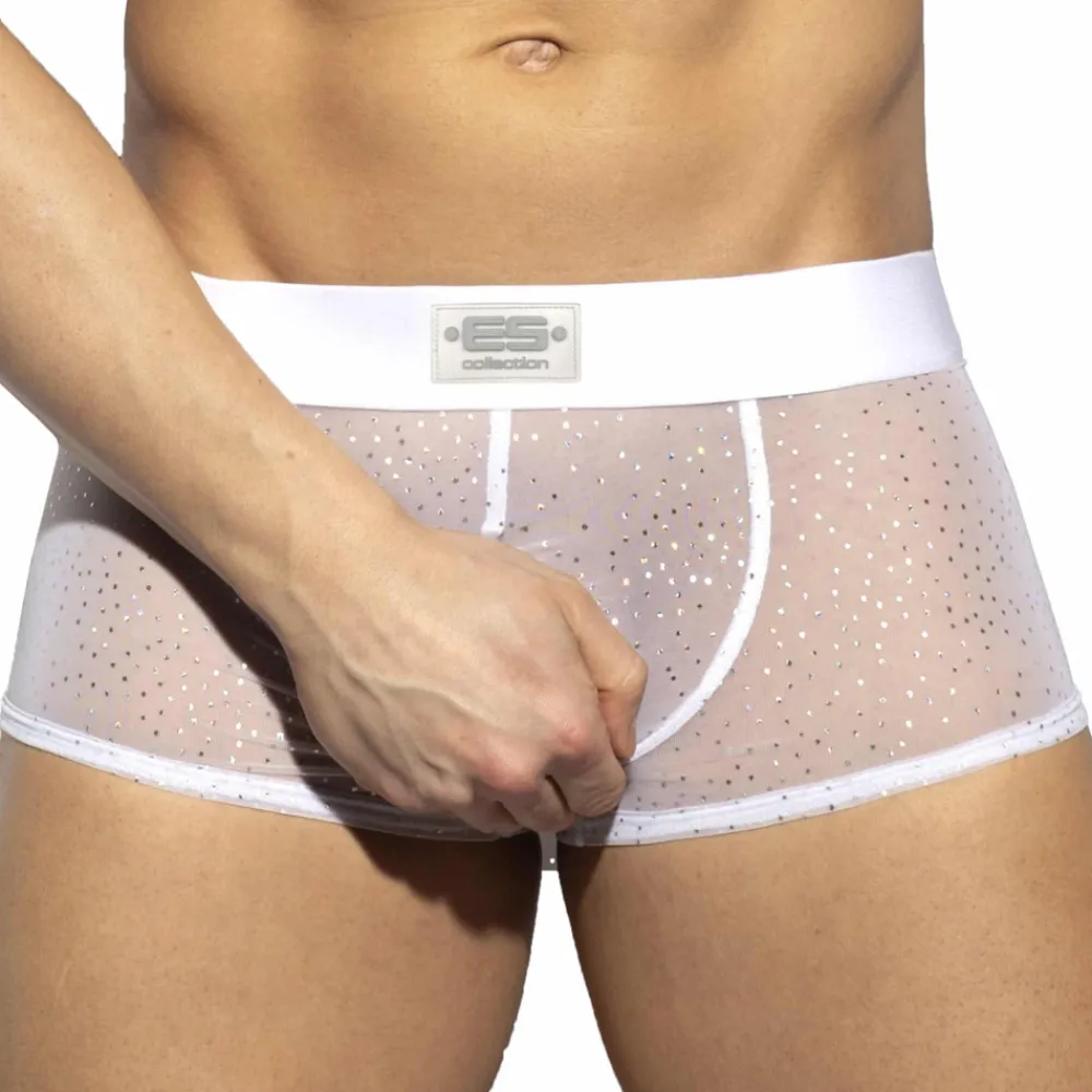 ES Collection Boxers Sexy-Boxer Court Net Glitter Blanc