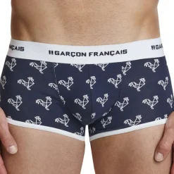 Garçon Français Shortys|Boxers-Boxer Court Origami Coq - Bleu Marine - Blanc