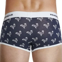 Garçon Français Shortys|Boxers-Boxer Court Origami Coq - Bleu Marine - Blanc
