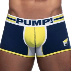 Pump! Shortys|Boxers-Boxer Court Sportboy Recharge Bleu Marine - Jaune