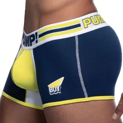 Pump! Shortys|Boxers-Boxer Court Sportboy Recharge Bleu Marine - Jaune