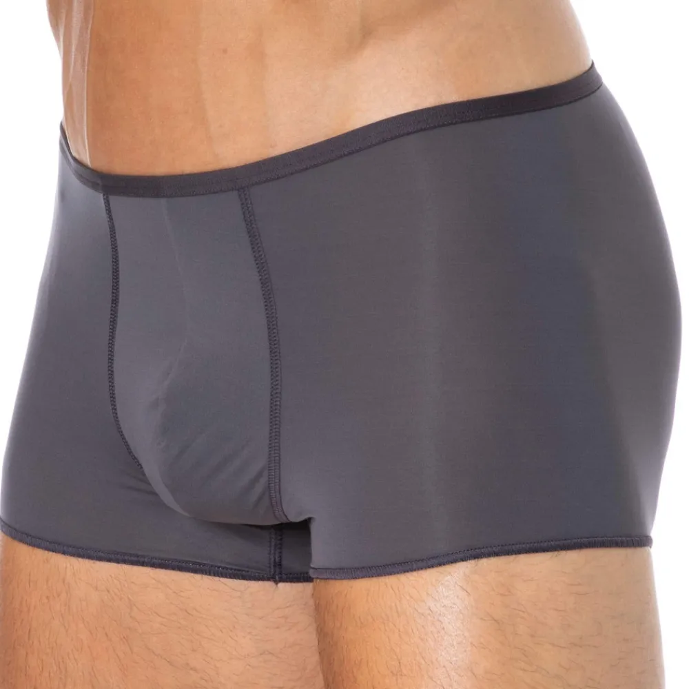 HOM Shortys|Boxers-Boxer Court Temptation Plume Microfibre Gris Anthracite