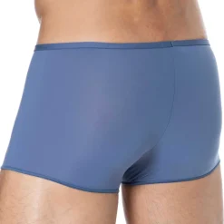 HOM Shortys|Boxers-Boxer Court Temptation Plume Microfibre Bleu Jeans