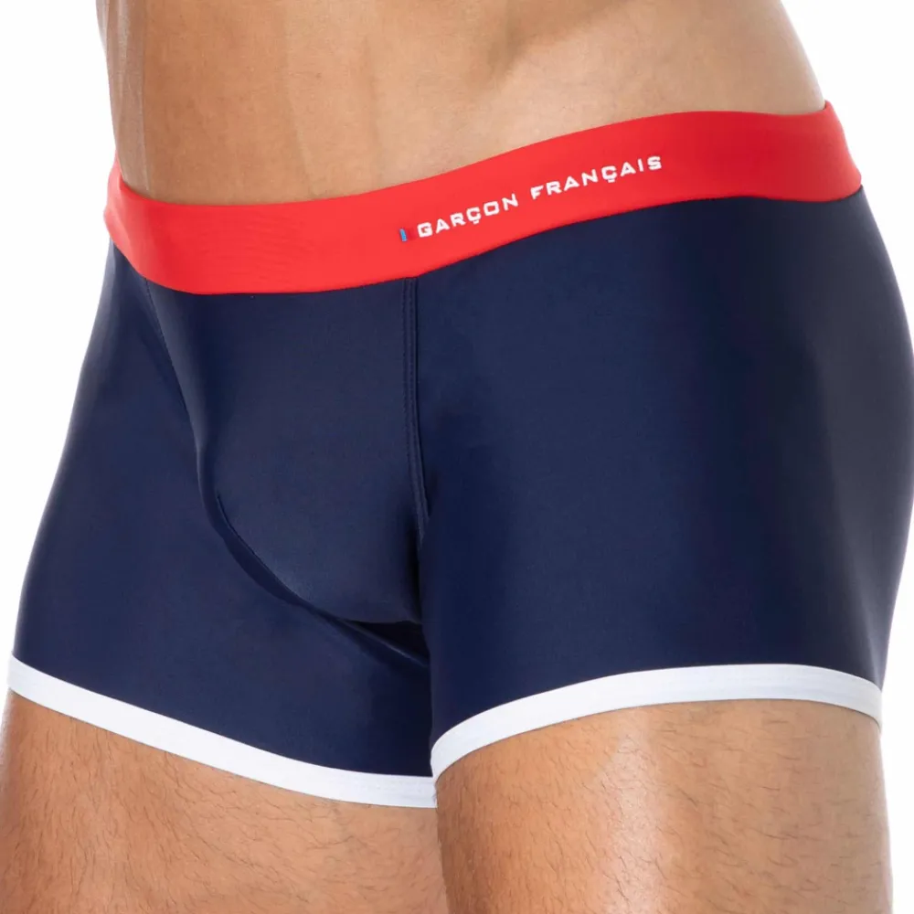 Garçon Français Boxers De Bain-Boxer de Bain Bleu Marine - Rouge - Blanc