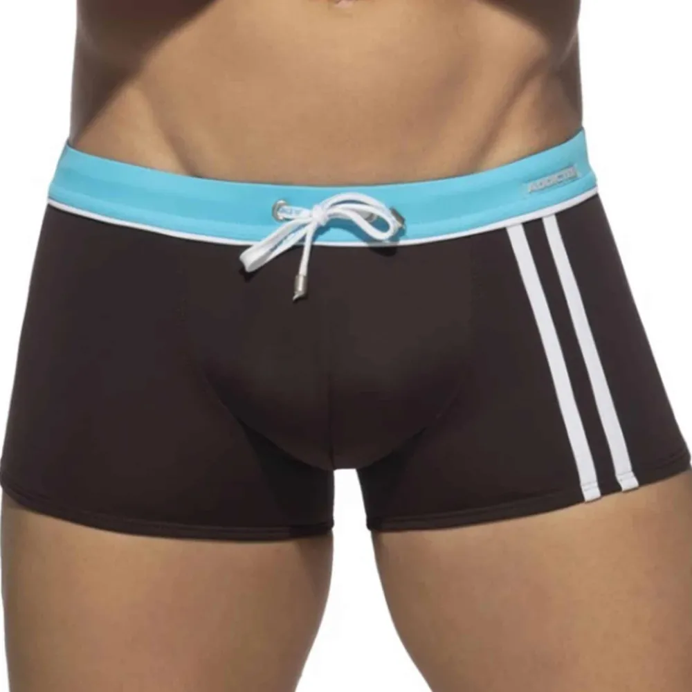 Addicted Maillots De Bain Push Up|Boxers De Bain-Boxer de Bain Sport Detail Binding Marron