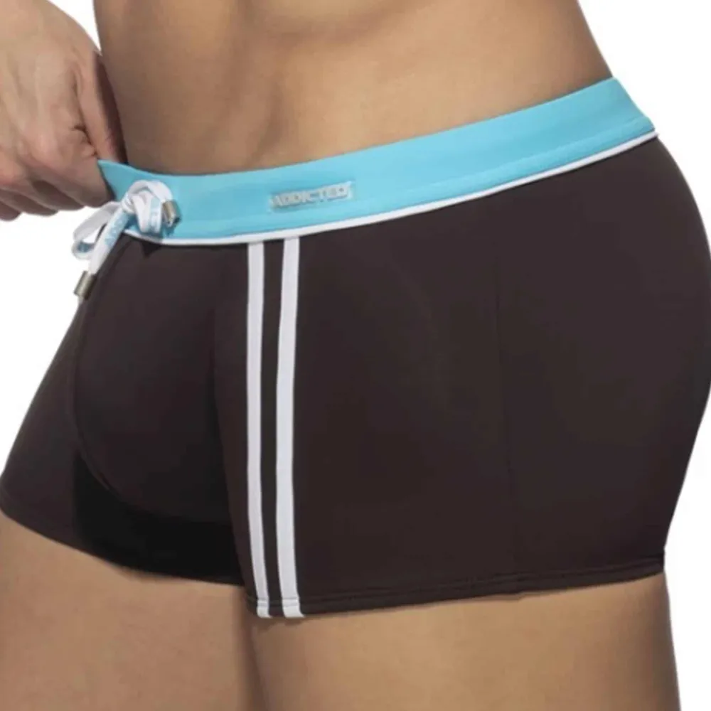 Addicted Maillots De Bain Push Up|Boxers De Bain-Boxer de Bain Sport Detail Binding Marron