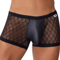 CandyMan Boxers Sexy-Boxer Dentelle et Simili Cuir Noir