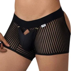 CandyMan Boxers Sexy-Boxer Empty Bottom Résille Rayée Noir