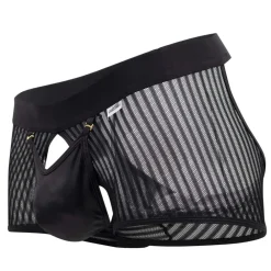 CandyMan Boxers Sexy-Boxer Empty Bottom Résille Rayée Noir