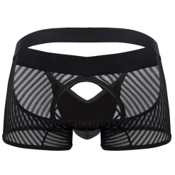 CandyMan Boxers Sexy-Boxer Empty Bottom Résille Rayée Noir