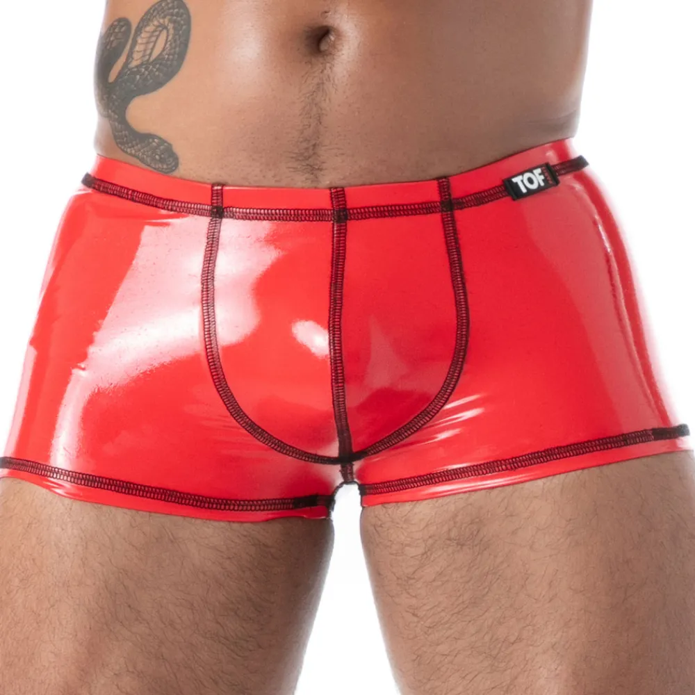 TOF Paris Boxers Sexy-Boxer en Latex Seconde Peau Rouge