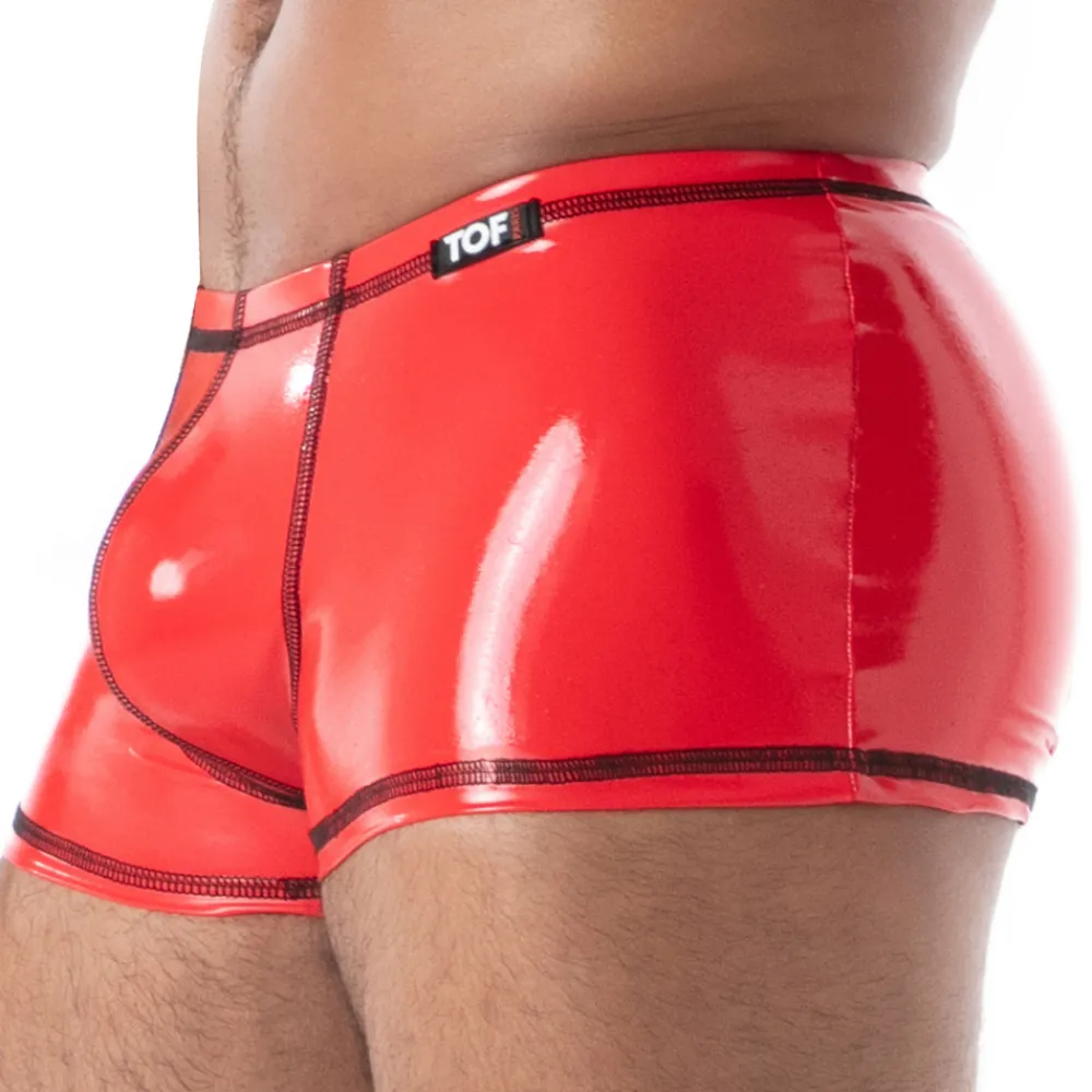 TOF Paris Boxers Sexy-Boxer en Latex Seconde Peau Rouge