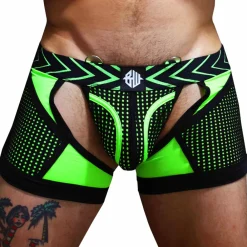 Breedwell Jockstraps|Boxers Sexy-Boxer Jock Chock Dickmatized Noir - Vert Fluo