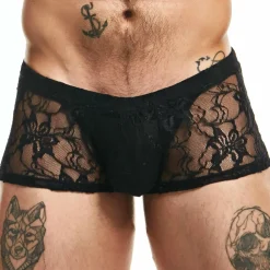 Sexy Boy Boxers Sexy-Boxer Lingerie Dentelle Noir