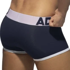 Addicted Shortys|Boxers-Boxer Open Fly Coton Bleu Marine - Blanc