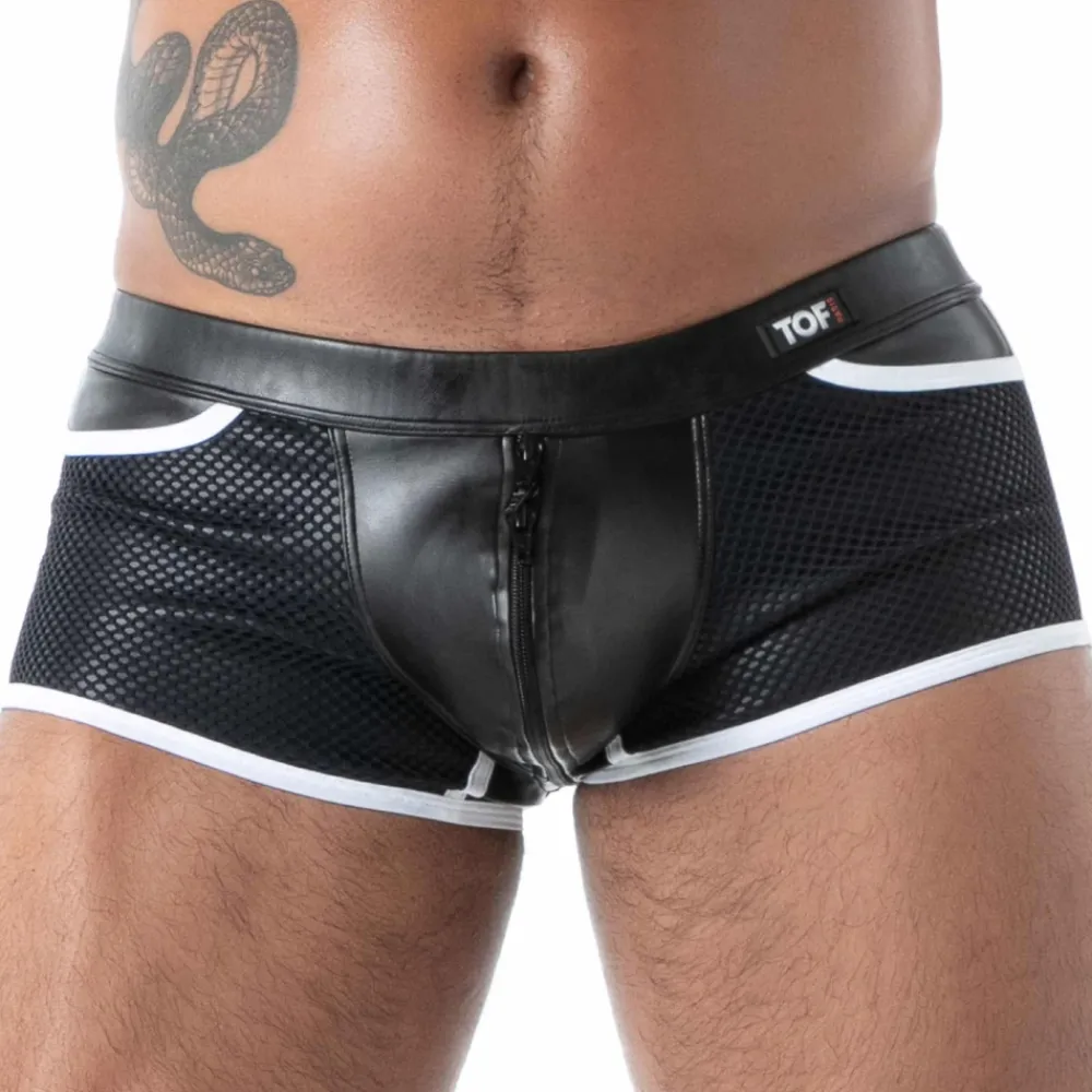 TOF Paris Boxers Sexy-Boxer Zippé Kinky Noir - Blanc