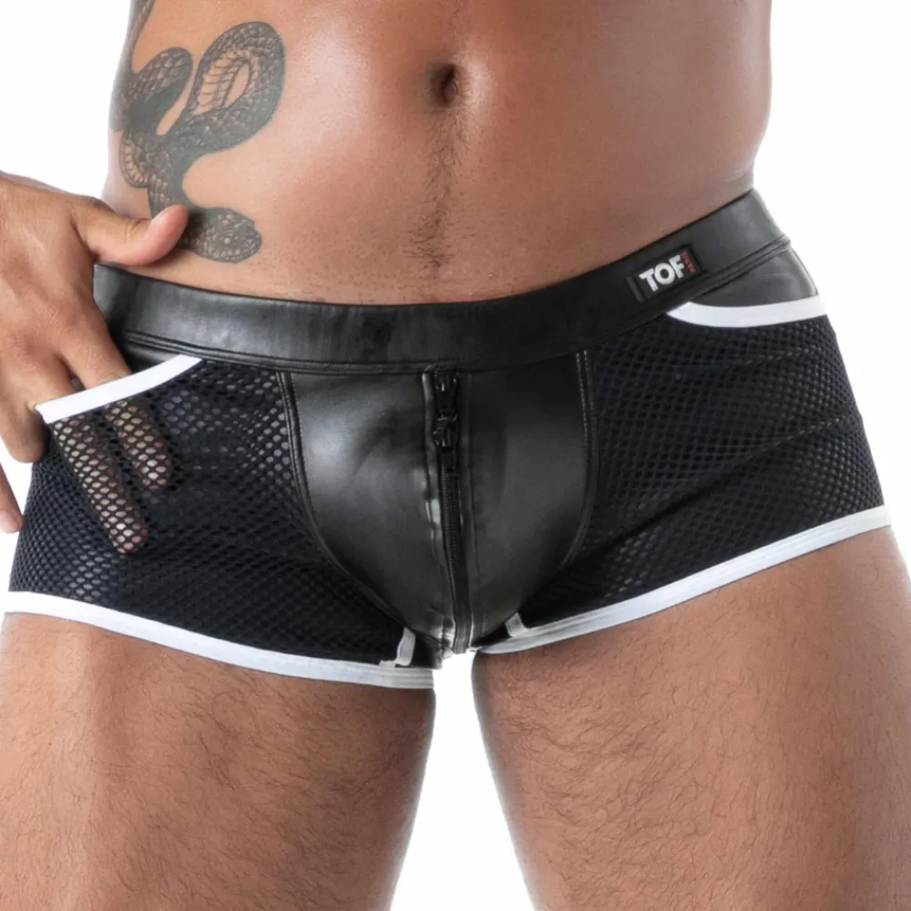 TOF Paris Boxers Sexy-Boxer Zippé Kinky Noir - Blanc