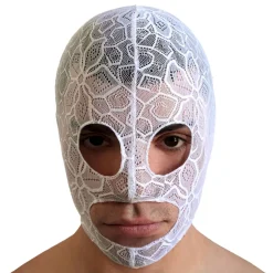 Addicted Accessoires Sexy-Cagoule Dentelle Florale Blanche