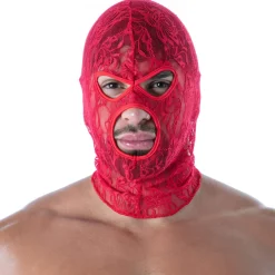 TOF Paris Accessoires Sexy-Cagoule en Dentelle Fluide Rouge