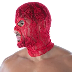 TOF Paris Accessoires Sexy-Cagoule en Dentelle Fluide Rouge