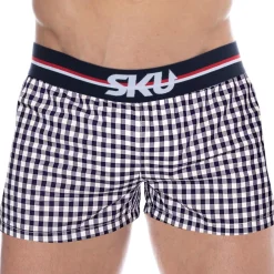 SKU Shorts / Caleçons-Caleçon Coton Vichy Bleu Marine