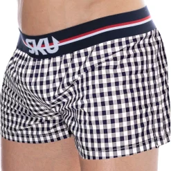 SKU Shorts / Caleçons-Caleçon Coton Vichy Bleu Marine